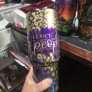 Vibrant Purple and Gold Leopard Print Tumbler